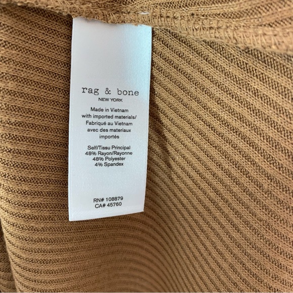 Rag & Bone The Knit Long Sleeve Rib Bias Dress in Camel Size S NWT - Picture 8 of 12